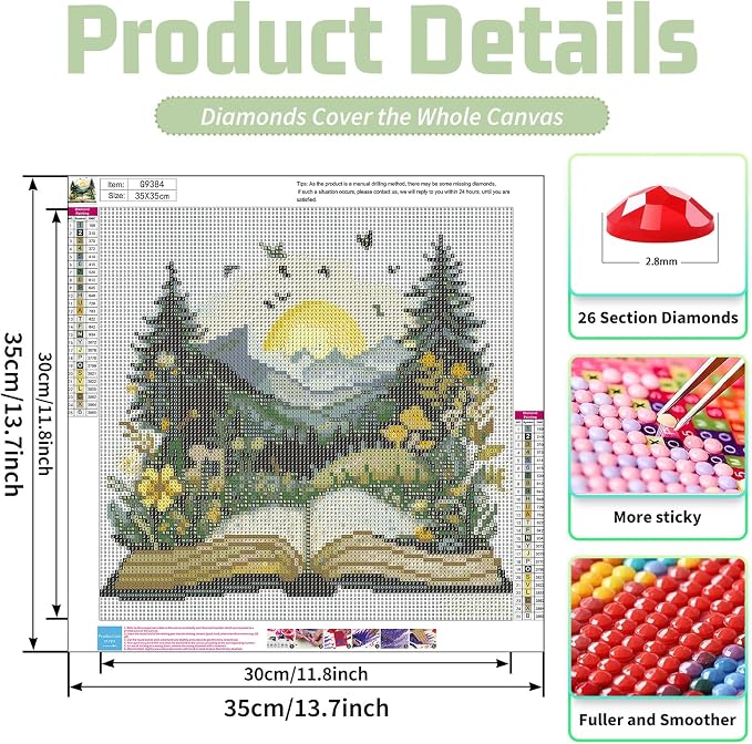 Forest Book Diamond Painting Kits for Adults, Diamond Art Kits, 14x14 in