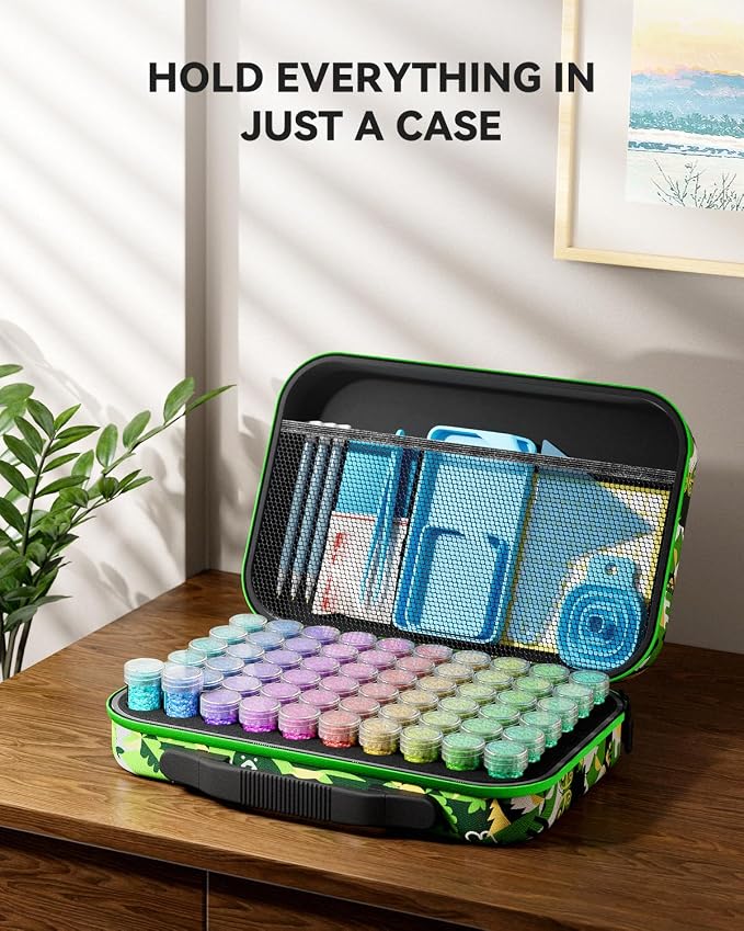 ARTDOT 60 Slots Storage Container for Diamond Art Kits for Adults,Portable Diamond Painting Storage Box with Accessories and Tools
