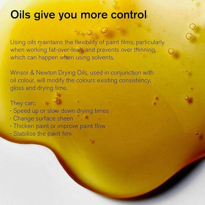 Winsor & Newton Linseed Stand Oil, 250ml (8.4-oz) Bottle | Pale Viscous Oil, Slows Drying, Smooth Enamel Finish, No Brush Marks, Excellent Leveling, Can Be Used for Glazing