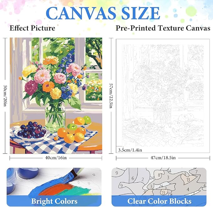 ZRIZQ Paint by Numbers Kit for Adults Beginner,Flowers,16x20