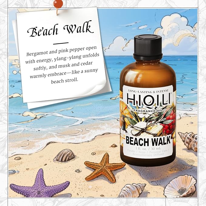 HIQILI Beach Walk Fragrance Oil for Waterless Aroma Diffuser - 1 Fl Oz