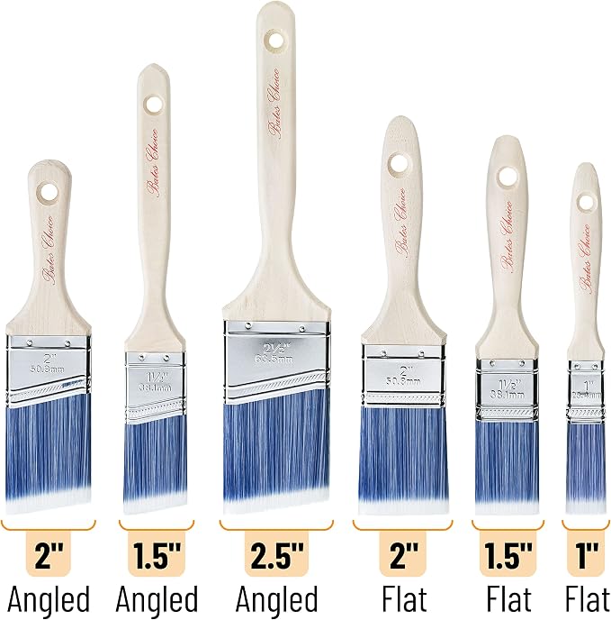 Bates- Paint Brushes, 18 Pack, Treated Wood Handle Brushes for Walls