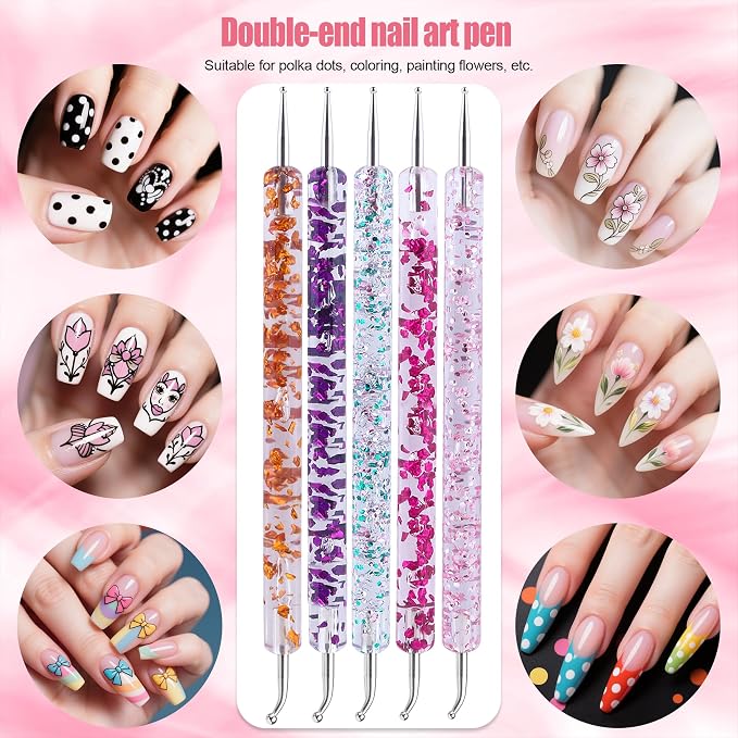 Artdone 32pcs Nail Art Brushes Tools Set Dotting Tools for Gel Polish | Dust Brush,Striping Brushes for Long Lines, Drawing Pen Design supply