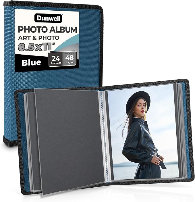 Dunwell Art Portfolio 8.5x11, 24 Pockets, Displays 48 Pages, Blue