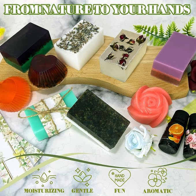 THALUNA Soap Making Kit, Soap Making Kit for Adults - Shea Butter Glycerin Melt and Pour Soap Base, Molds, Dye, Fragrances, Dried Flowers, DIY Craft for Kids Beginners Girls, Gift Boxes for Women