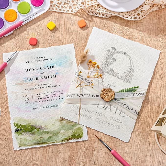 Prudiut Watercolor Paper 6 x 8 in, 50 Sheets, 160 GSM, Deckled Edge