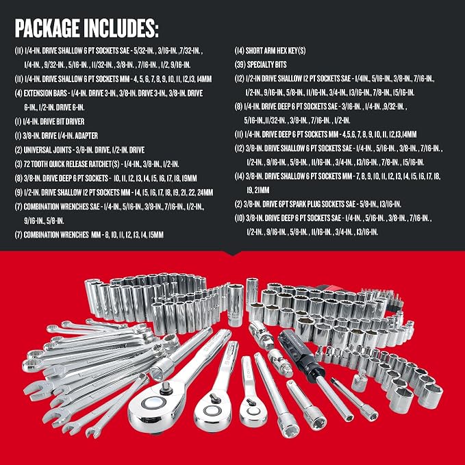 CRAFTSMAN Mechanics Tool Set, SAE/Metric, 189-Piece (CMMT12034)