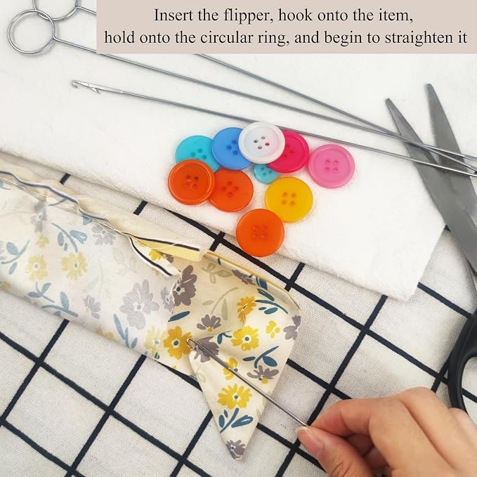 4 Pcs Point Loop Turner Sewing Tool, Tongue Crochet Tool Latch Hook Tool for Silicone Beads Belts Strips DIY Accessories