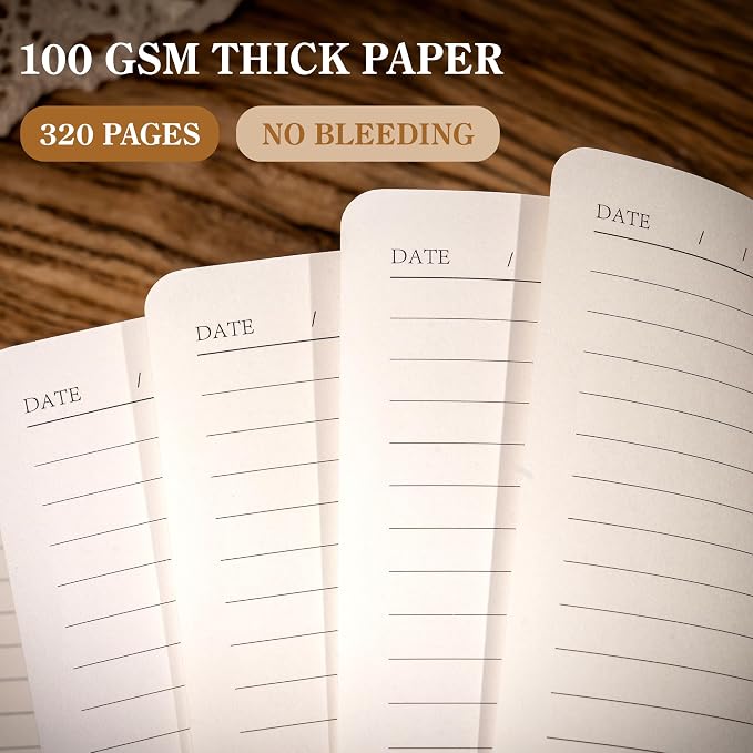 CAGIE B5 Journal Notebook for Men Women 320 Pages 100 Gsm Paper Vintage Journaling Notebooks A5 Hardcover Leather Journals for Writing Travel Work Note Taking Diary, 7.6x10 In, Dark Brown