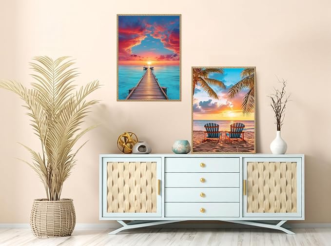 Amaieuin 2 Pack Beach Diamond Art for Adults Beginners 12x16in