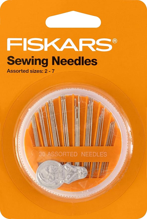 Fiskars 30-Piece Sewing Needle Set with Threader, Assorted Needles