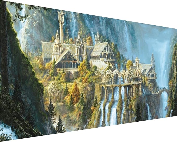 YALKIN Paint by Numbers Kit for Adults, Castle Large Adults'paint-by-Number Kits on Canvas, DIY Acrylic Oil Painting by Numbers Kits, Perfect for Home Decor, Gifts 28x16in