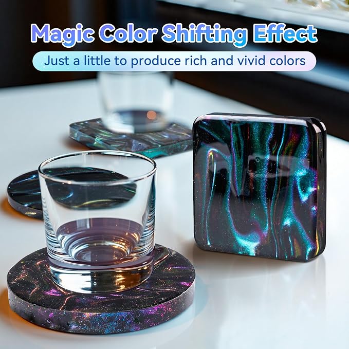 LET'S RESIN Chameleon Flakes, Resin Supplies | Intense Color Shift Pigment Powder for Resin Molds/Tumblers, Chrome Powder Pigment for Christmas Nail Art/Paint/Soap Making