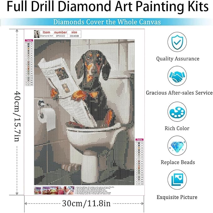 Diamond Art Kits for Adults,Dachshund Diamond Painting Kits 12 x 16in