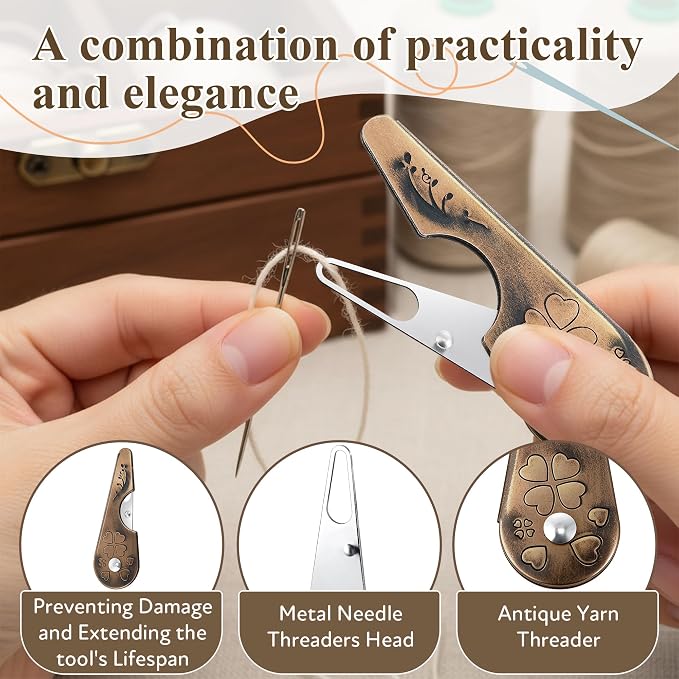 2 Pack Needle Threaders for Hand Sewing, 5.1" x 2.8" x 0.5"Yarn Threader