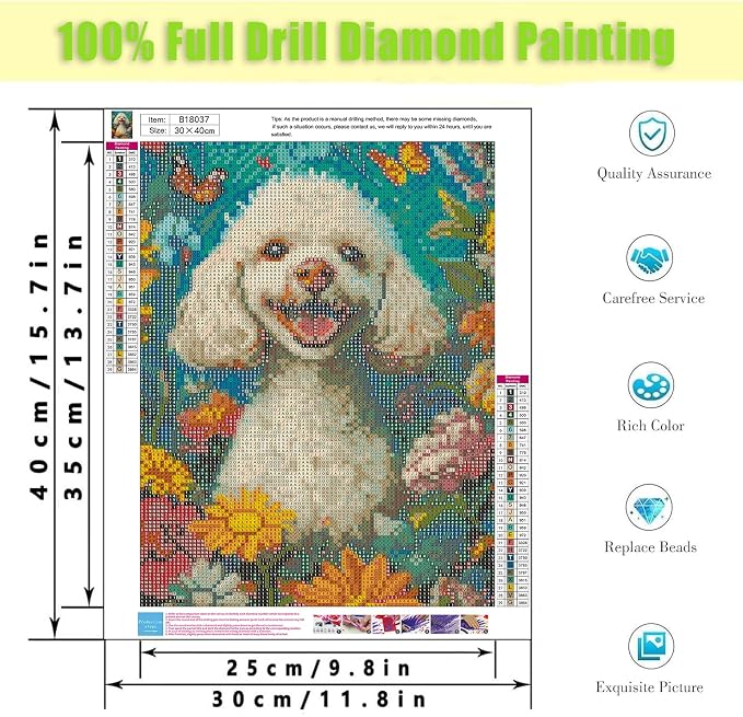 TCDZMYGS Dog Diamond Art Kits for Adults,Diamond Painting Kits 12X16 Inch