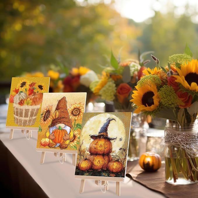 Sherr 24 Pcs Pre Drawn Canvas for Adult, Autumn Halloween, 8 x 10 Inch