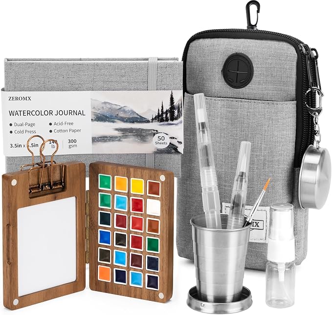 Mini Watercolor Paint Set, 24 Colors Travel Watercolor Set