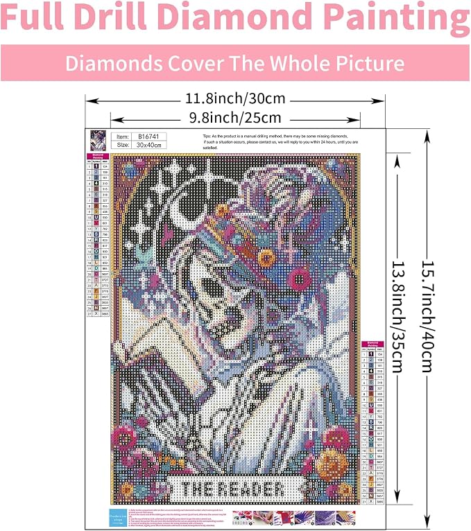 GEEHEIY Diamond Art Kits for Adults, 5D Skull Reader Diamond Painting Kit