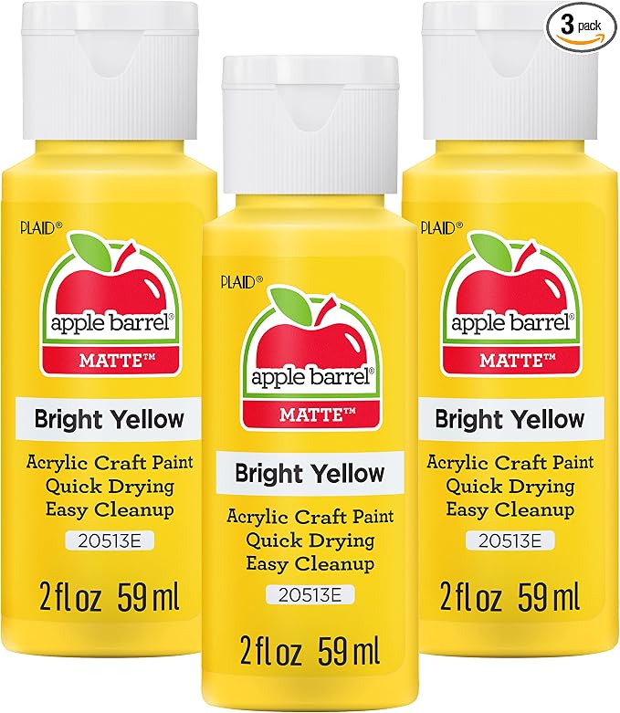 Apple Barrel Acrylic Paint, Bright Yellow (Pack of 3) 2 oz, 20513EA- (Pack of 3)