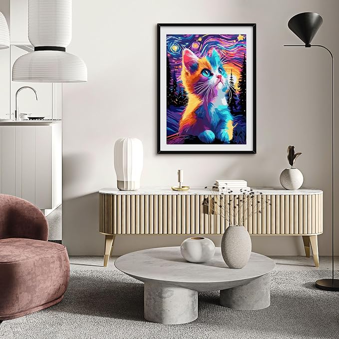 QUITEDEW Paint by Numbers Kit for Adults Cats,Wall Decoration16x20 lnch | Paint by Number Cat,Adult Paint by Numbers Kit Animals,Oil Painting on Canvas for Home Wall Decoration 16x20 lnch