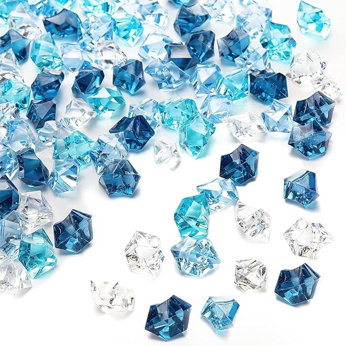 DomeStar 150 PCS Assorted Blue Fake Ice Rocks for Vase Fillers