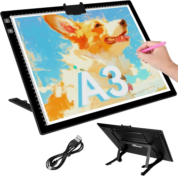 Rechargeable A3 Light Pad for Diamond Painting, Diamond Art Light Board