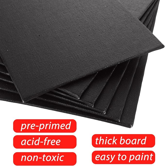36PCS 5x7 Inch Black Canvas Panels, Small Canvas Boards for Painting, Cotton Canvas Panels for Oil Acrylic Watercolor Paint