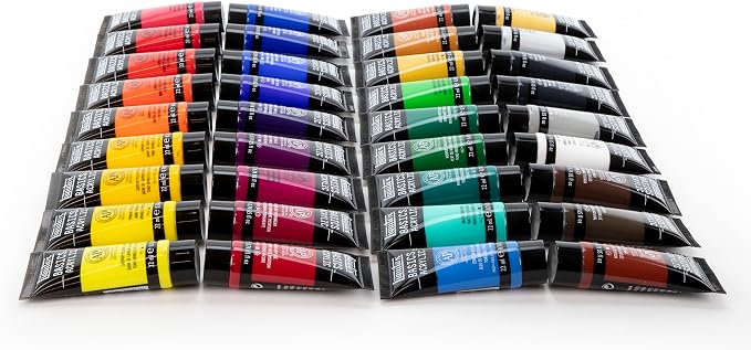 Liquitex BASICS Acrylic Paint Set, 36 x 22ml (0.74-oz) Tube Paint Set | Medium Viscosity, Satin Finish, Lightfast, Fine Art Pigments, Range of Opacities, Easy Blending
