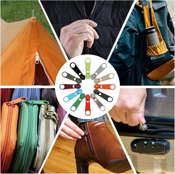 DOITEM 120Pcs Zippers Repair Kit Zipper Replacement 3# Zipper Pull Rescue Kit for Clothing Jackets Purses Luggage Backpacks (23 Colors)