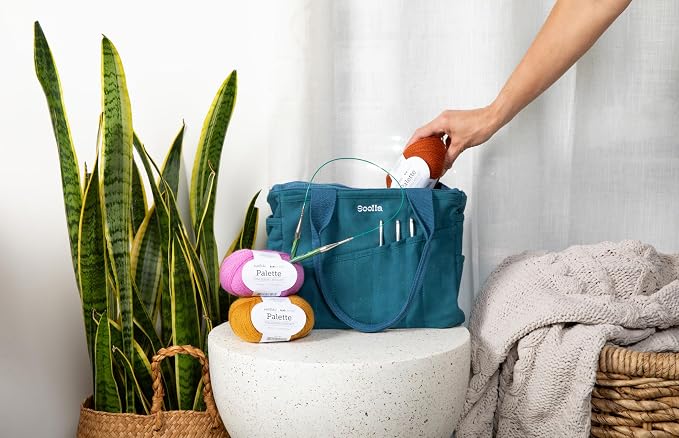 Soolla Studio Bag: Art Supply Storage Organizer & Pottery Tool Bag, Washable Tote, Yarn Bag, Crochet, 30 Pockets, 15+ Colors