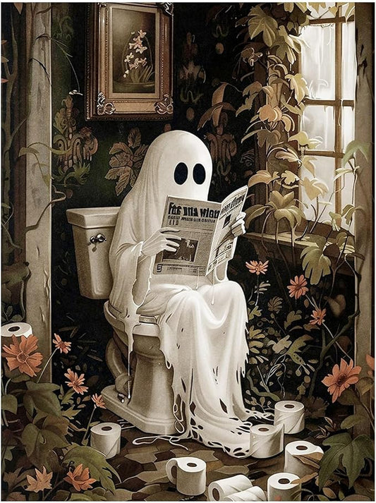 Halloween Ghost Paint by Numbers Kit for Adults, 16x20 inch | DIY Painting Kits Crafts for Adults, Relieve Stress, Frame Canvas, Wooden Easel, Gift Box, Home Wall Decor