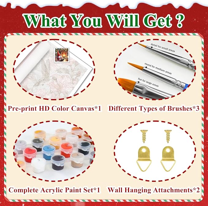 Christmas Paint by Number Kits for Adults, Paint by Numbers Kit for Adults