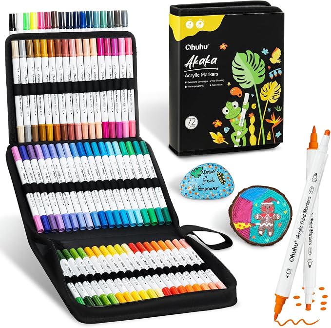 Ohuhu Acrylic Paint Markers 36 Colors Fine & Dot Acrylic Markers - Akaka