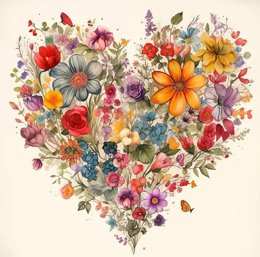 BYGFHLYW 5D Diamond Painting Kits for Adults, Heart Flower Diamond Art Kits | DIY Full Drill Diamond Dot Gem Painting for Home Wall Decor 13.78x13.78inch