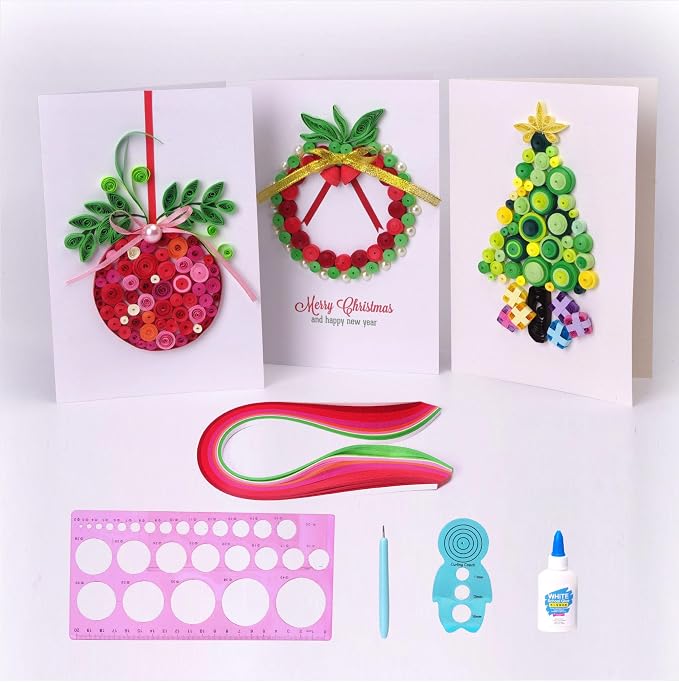 ACADOIT DIY Christmas Card Making Kit with Quilling Tools for Adult and Unsuitable for Children