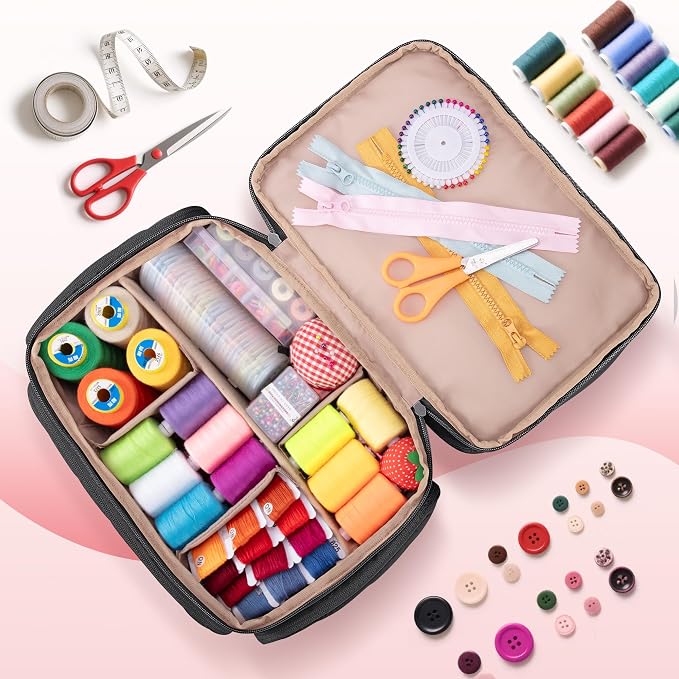 Marscamd Sewing Organizer Bag with Detachable Dividers, Black (Bag Only)