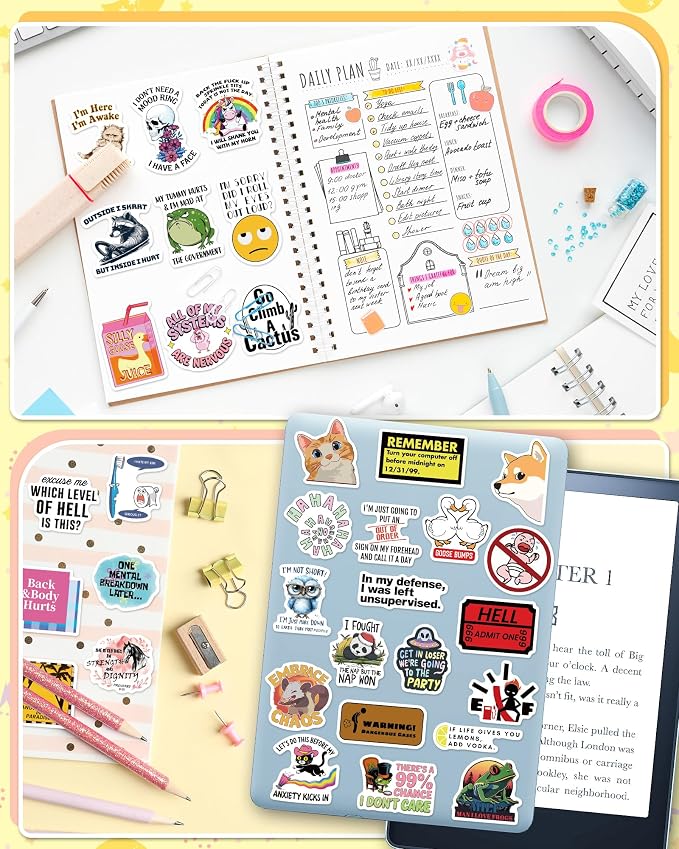 300 Pcs Funny Stickers for Adults, Waterproof Water Bottle Sticker Pack