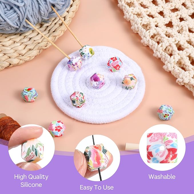 cobee 10 Pcs Knitting Needle Stoppers, Knitting Needle Point Protectors Needle Minders, Hexagon Knitting Stitch Holders Needle Caps for Knitting Accessories and Gadgets