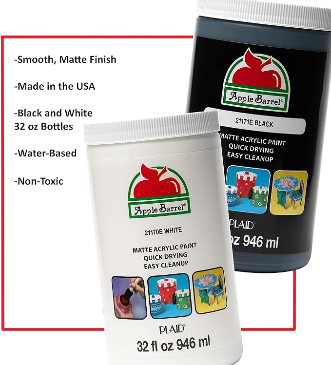 Apple Barrel Black Paint 32 Fl Oz (Pack of 2)