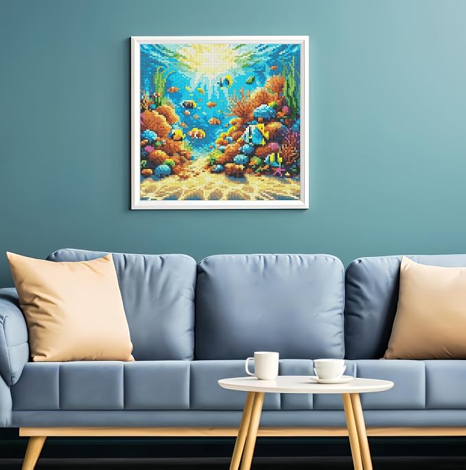 Sunshine Ocean 5D DIY Diamond Painting Kits, Diamond Art Kits for Beginners | Full Drill Diamond Painting for Adults,Gem Art Kits for Home Wall Decor13.78x13.78 Inch