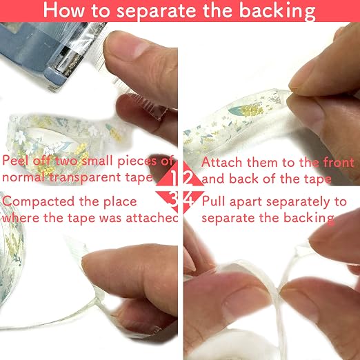 6 Rolls Lace Patterns PET Tapes Floral Arts Decorative Tape Set Adhesive Transparent Masking Tapes for DIY Craft, Kids, Scrapbook, DIY, Gift Wrapping, Journal (Pure White)