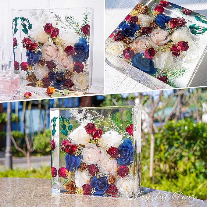 LET'S RESIN Large Silicone Square Molds for Resin, Glossy Deep Square Molds 8''x 3'' w/Wooden Support, Epoxy Resin Molds for Flowers Preservation, Resin Casting Molds for DIY Home Décor