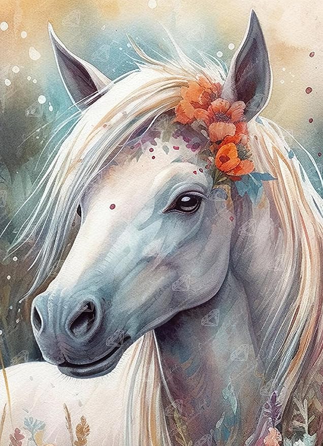 DIAMOND ART CLUB Pastel Horse Diamond Art Kits for Adults