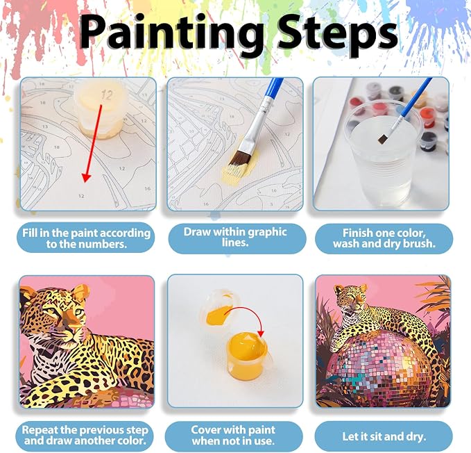 Animal Paint by Numbers Kit for Adults, Adult Paint by Number Kits 16x20 in | Paint by Numbers Kit for Adults, Acrylic Painting by Numbers, DIY Arts and Crafts for Gifts or Home Decor
