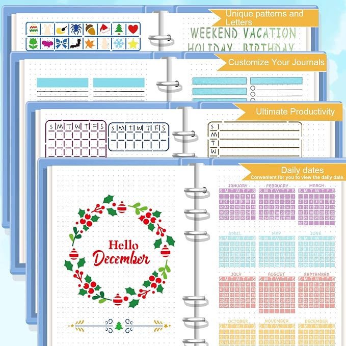 GYGOT 36 PCS Planner Stencils,Plastic Bullet Journals Stencils Supplies