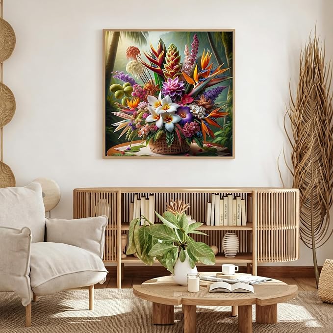 CHWGLFGG 5D Flower Diamond Art Kits for Adults Beginners 13.7X 13.7 Inch | Tropical of Paradise Floral Diamond Painting Kit DIY Full Round Drill Paint by Diamonds Dot Gem Art for Adult Home Wall Decor
