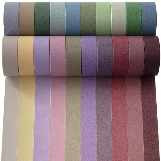 Mooker 20 Rolls Washi Tape Set, Colored Masking Tape, Decorative Nature Colored Tapes for Arts, DIY Crafts, Bullet Journals, Scrapbooking - 15mm Wide
