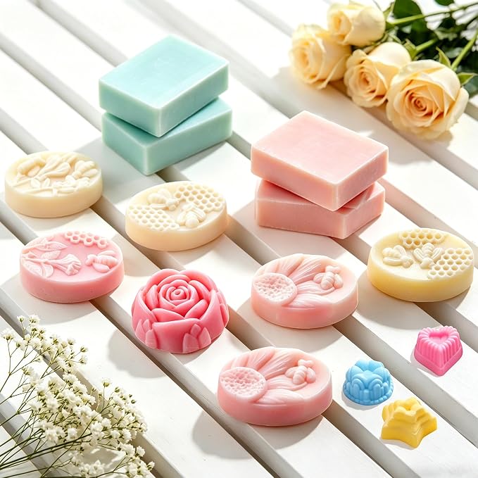 kelodo Soap Making Kit for Adults All-in-One Soap Making Supplies | Includes Melt & Pour Goat Milk Soap Base, Silicone Loaf Molds,Premium Cutting Box & 500+PCS DIY Handmade Soap