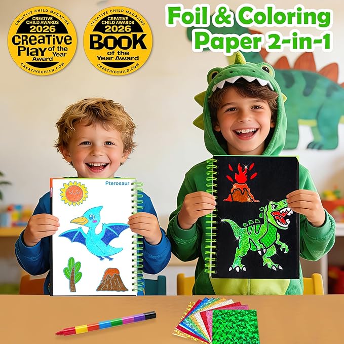 FUNNYB&G Foil Art Craft Kit for Kids, Sparkly Birthday Gift Toy for Kids | No Mess, Kids Ages 4-10 Create Sparkling Artwork, A Creative Gift for Birthdays, Holidays, Travel Activities,Screen-Free Fun